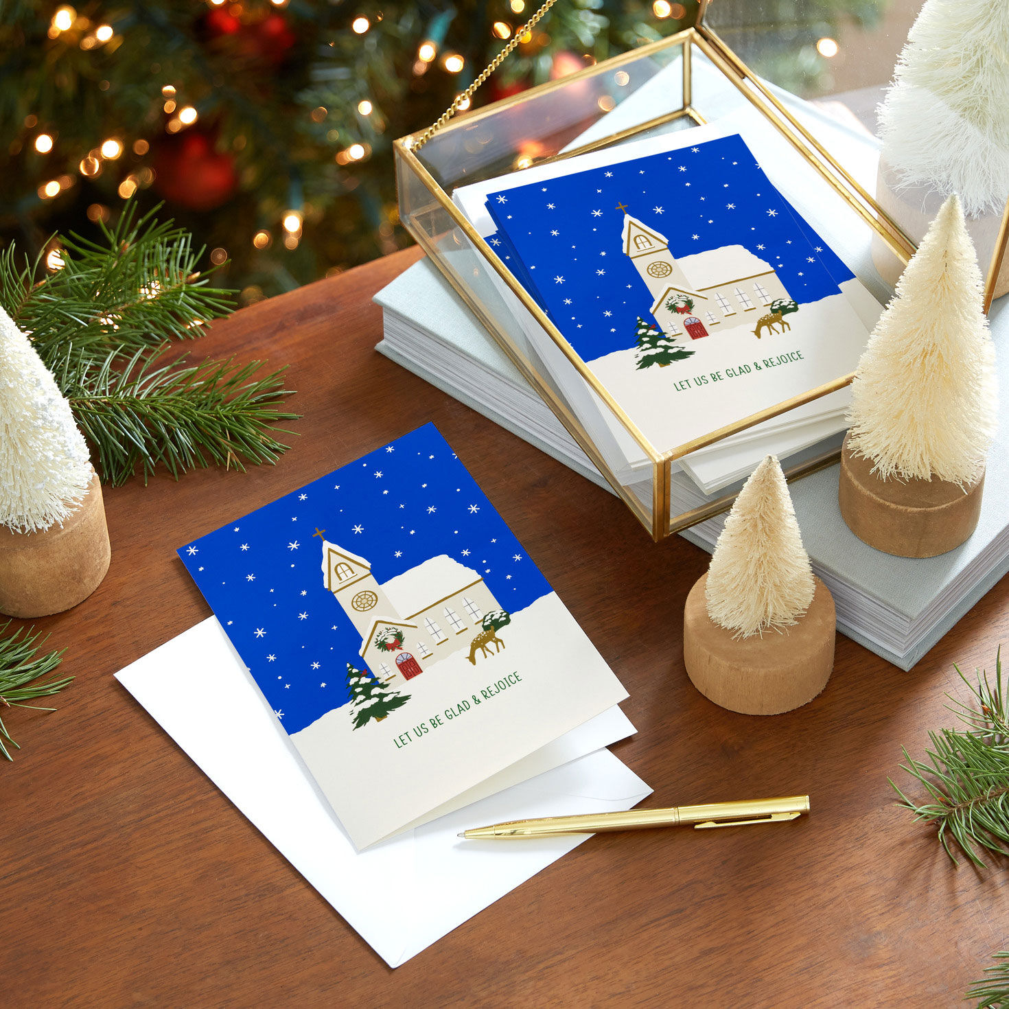 Snowy Church DaySpring Religious Christmas Cards in use image number 8