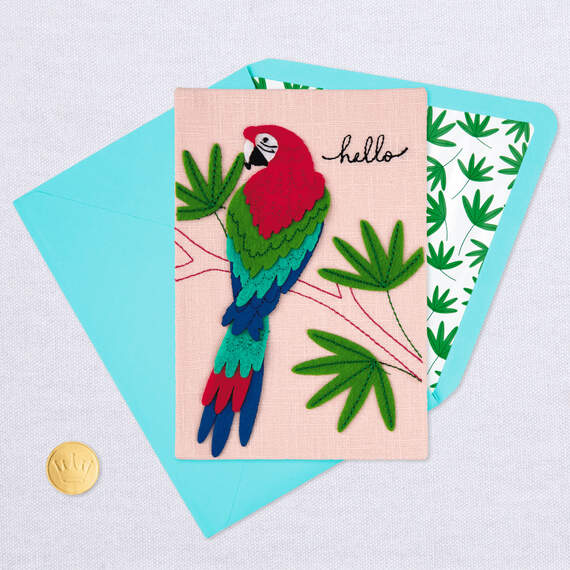 Colorful Parrot Hello Blank Card, , large image number 4