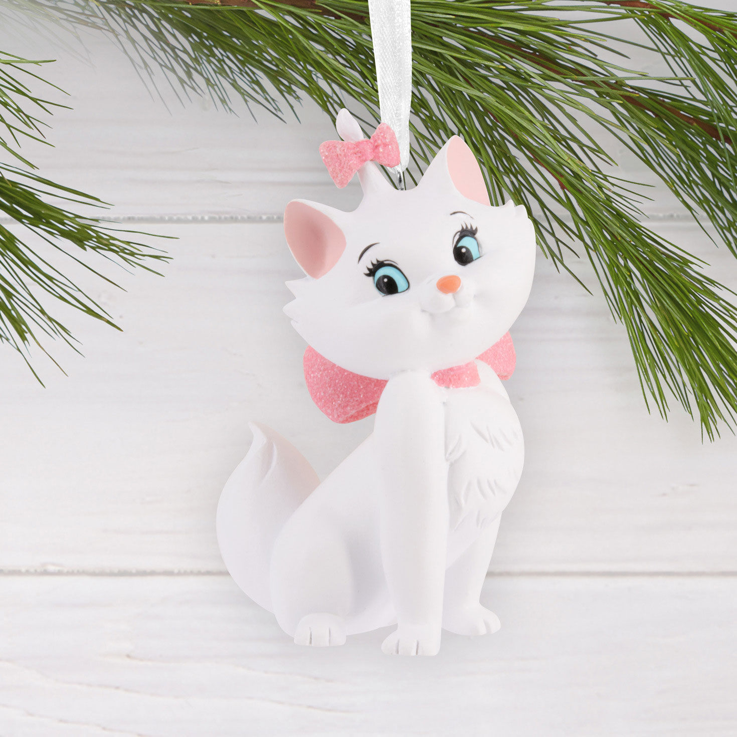 Aristocats Marie White Cat Christmas Ornament hanging on tree image number 2