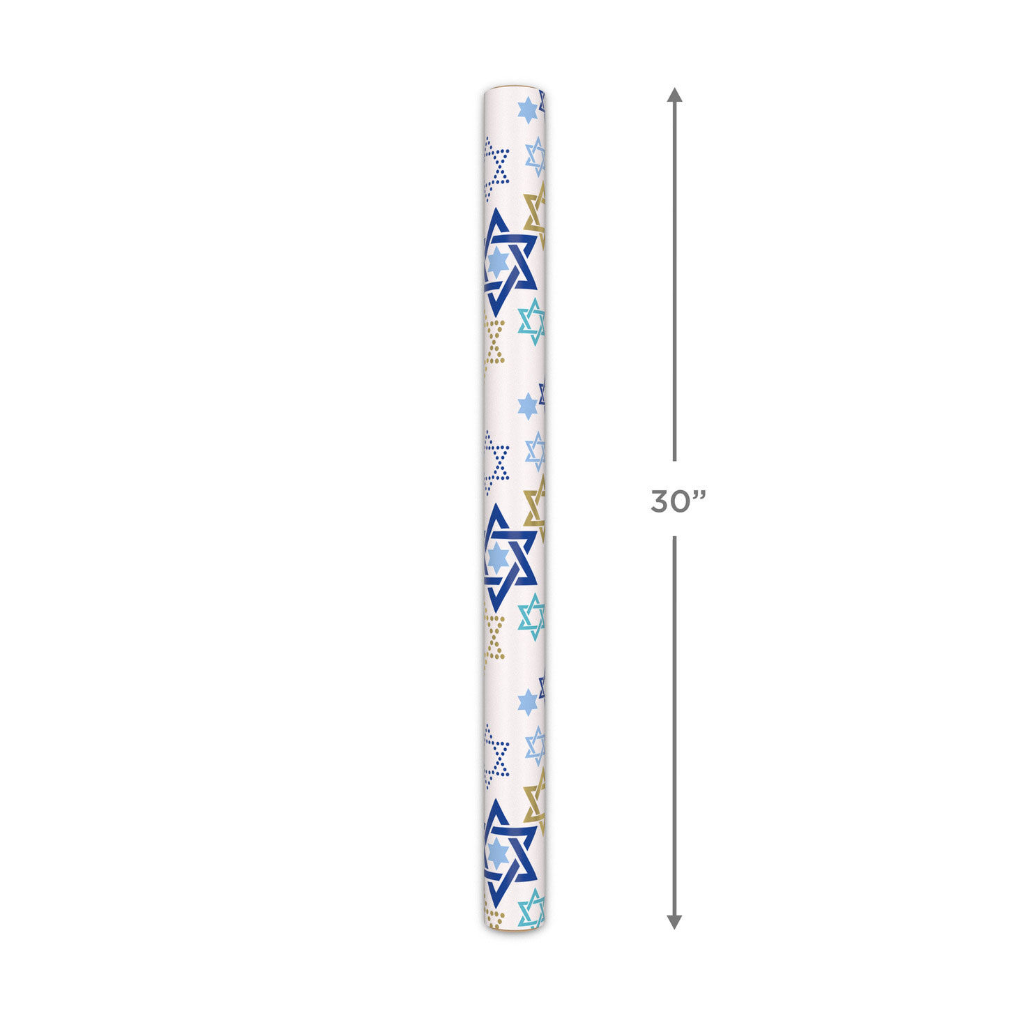 Blue and Gold Stars of David Hanukkah Wrapping Paper Measurement image number 5
