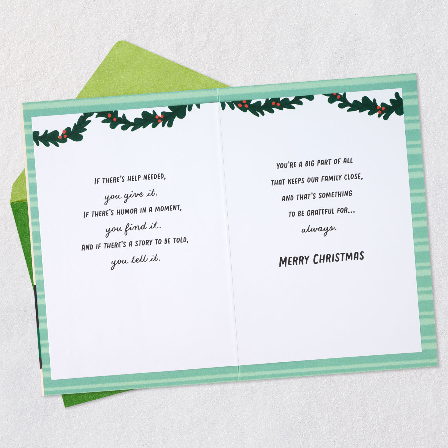 Dog by Holiday Fireplace Son Christmas Card Open card with envelope image number 4