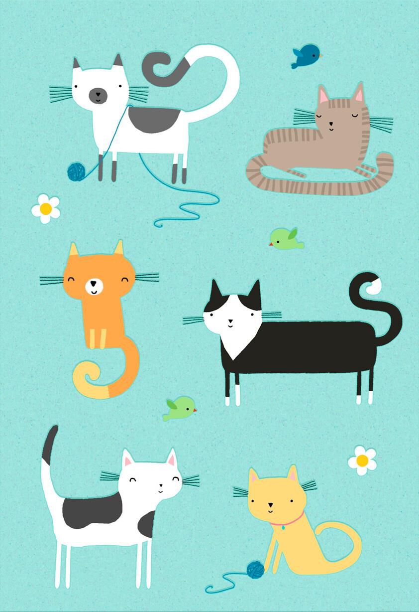 Glittery Cats Blank Thinking of You Cards, Pack of 10