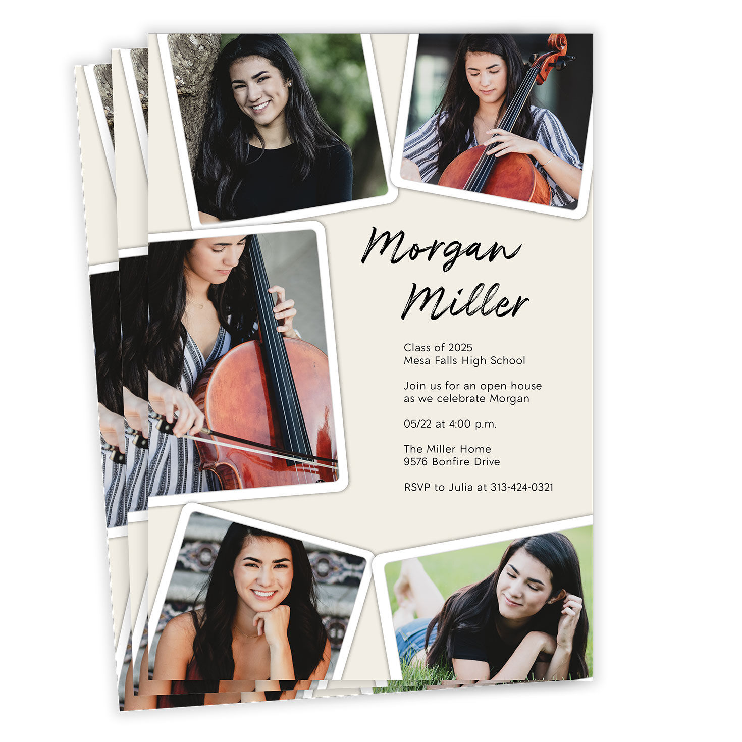 White Frames Photo Collage Graduation Invitation