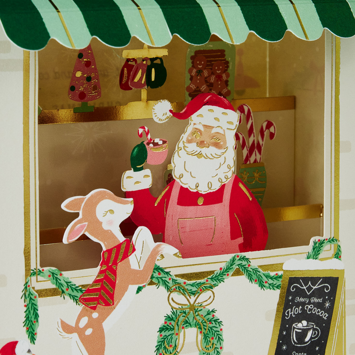 Santa Cocoa Stand Pop Up Christmas Card Card Front Detail image number 6