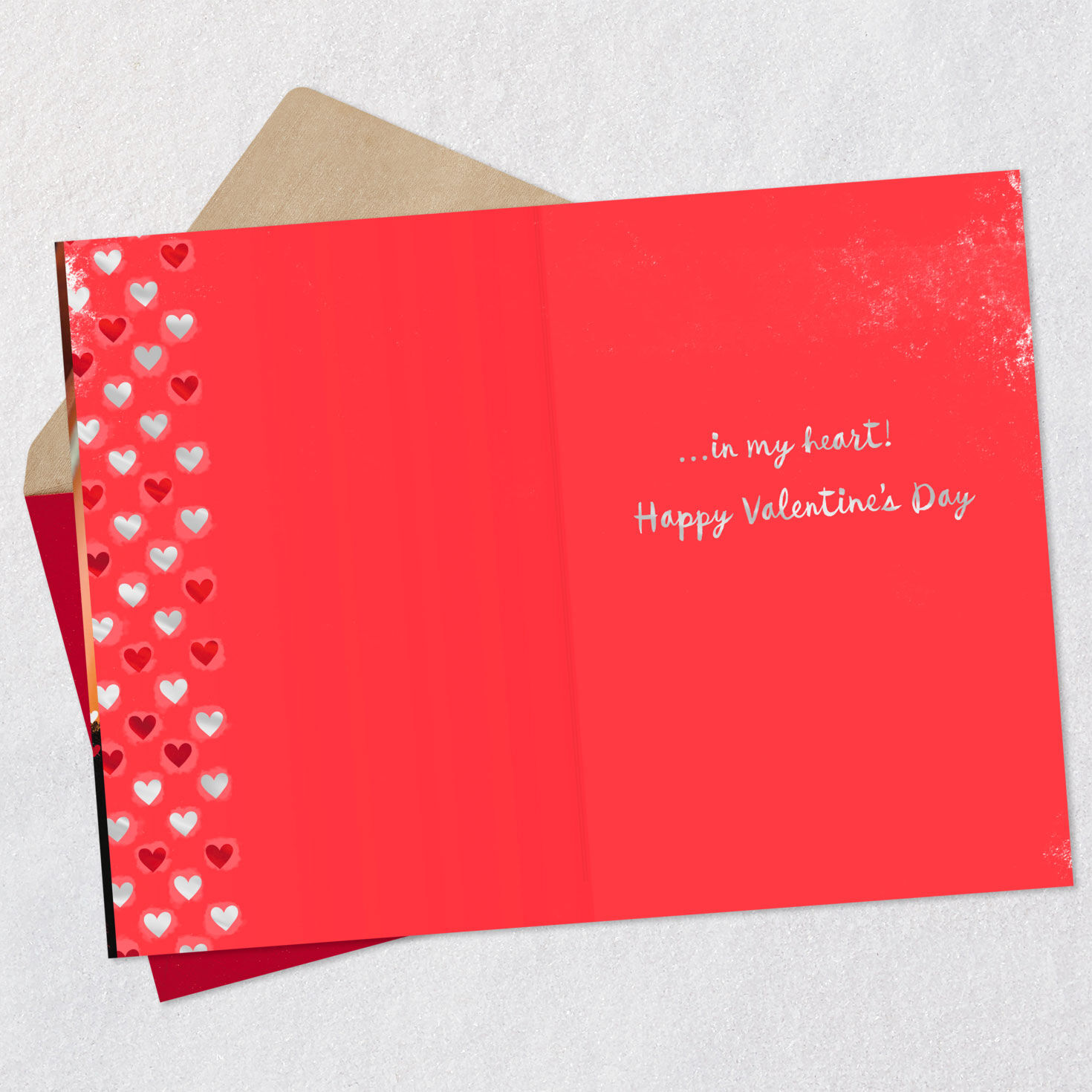 Heart Baseball Valentine's Day Card Open card with envelope image number 3