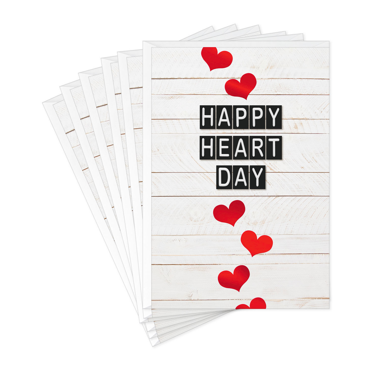 Letter Tiles on Wood Plank Valentine's Day Cards, Pack of 6