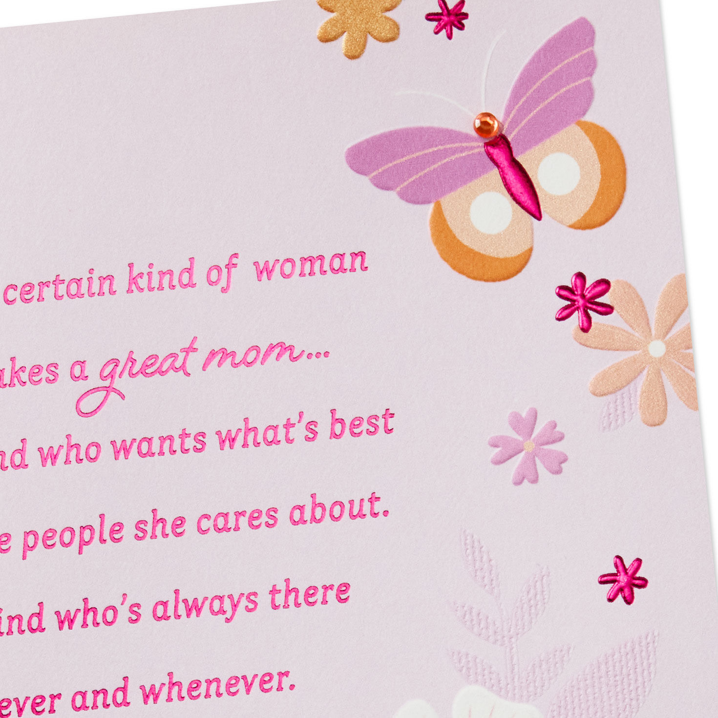 Whimsical Flowers on Pink Mother's Day Card Card Front Detail image number 4