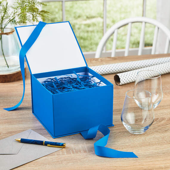 Royal Blue Large Gift Box With Shredded Paper Filler, , large image number 2