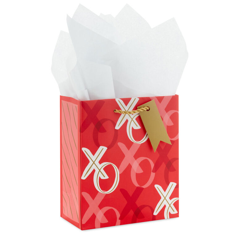 6.5" XOXO Small Valentine's Day Gift Bag With Tissue Paper