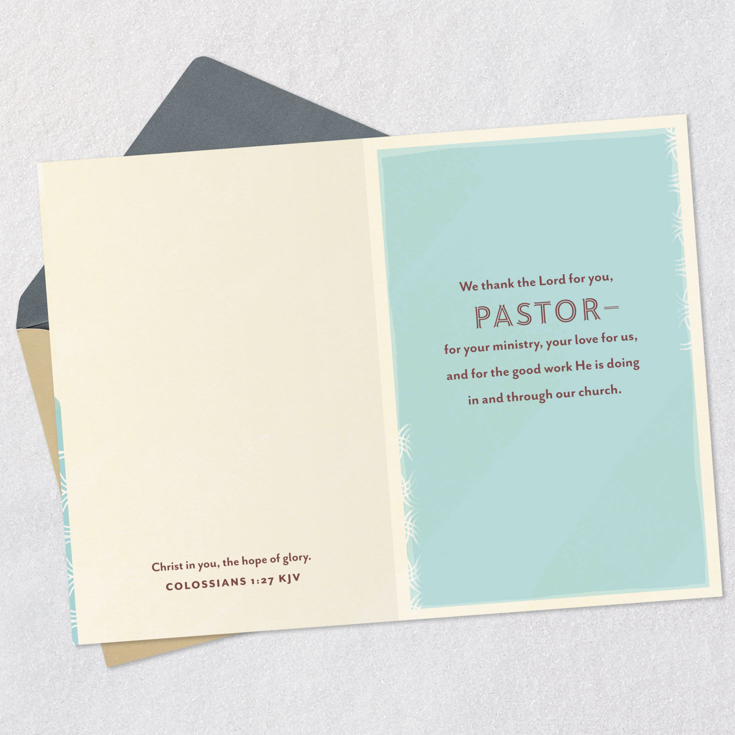 Blessed Is the Church Pastor Appreciation Card Open card with envelope image number 4