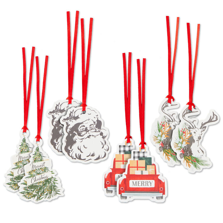 Premium Die-Cut Assortment Christmas Gift Tags, Pack of 8