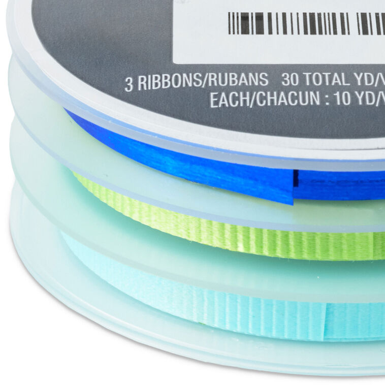 Hallmark Ribbon Aqua/Bright Green/Royal Blue 3-Pack Curling Ribbon, 90' total - Bows ...