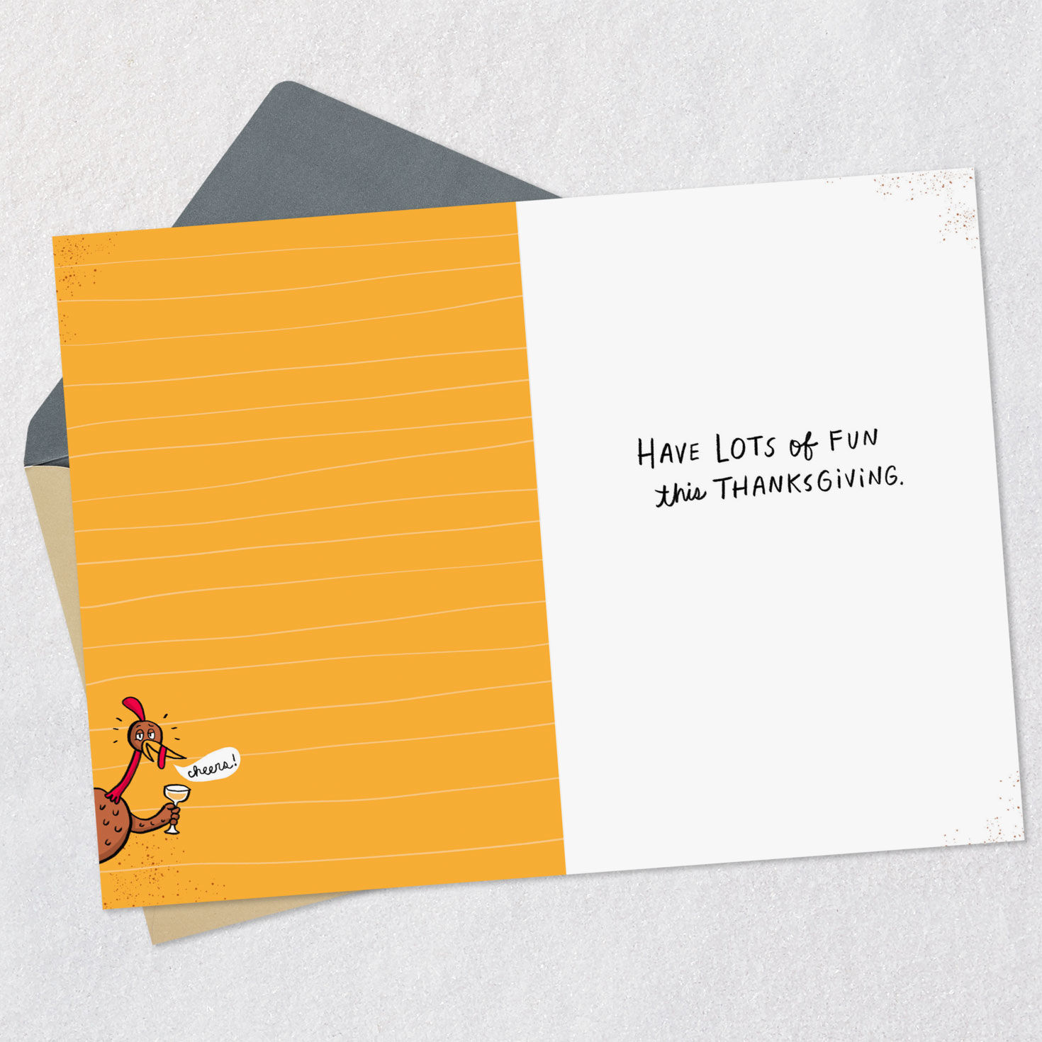 Funny Turkey Wine Quiz Thanksgiving Card Open card with envelope image number 3