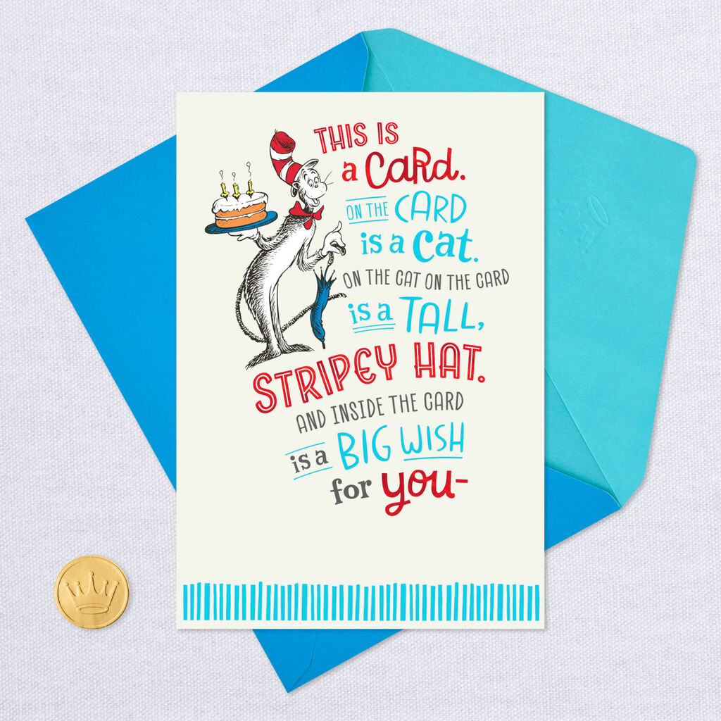 Dr Seuss The Cat In The Hat Big Wish Birthday Card Greeting