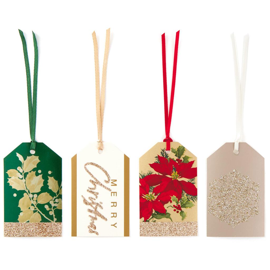 elegant luxe christmas gift tags with ribbons pack of 12 seals