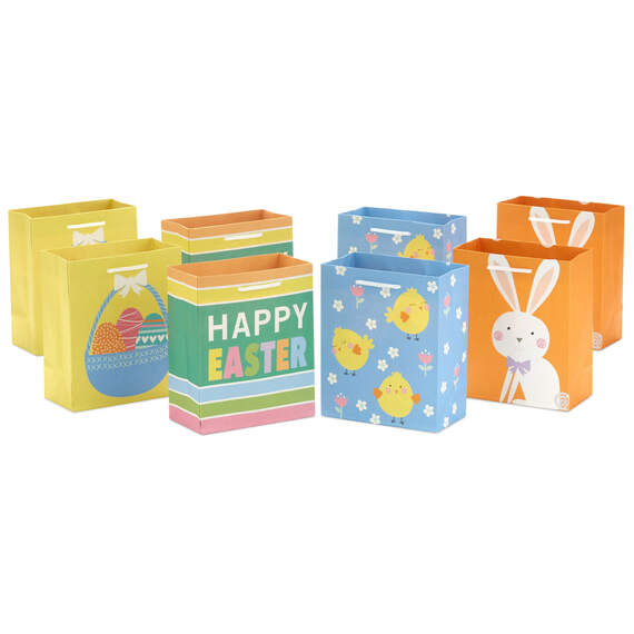 6.5" Bunny, Eggs and Chicks 8-Pack Assorted Small Easter Gift Bags
