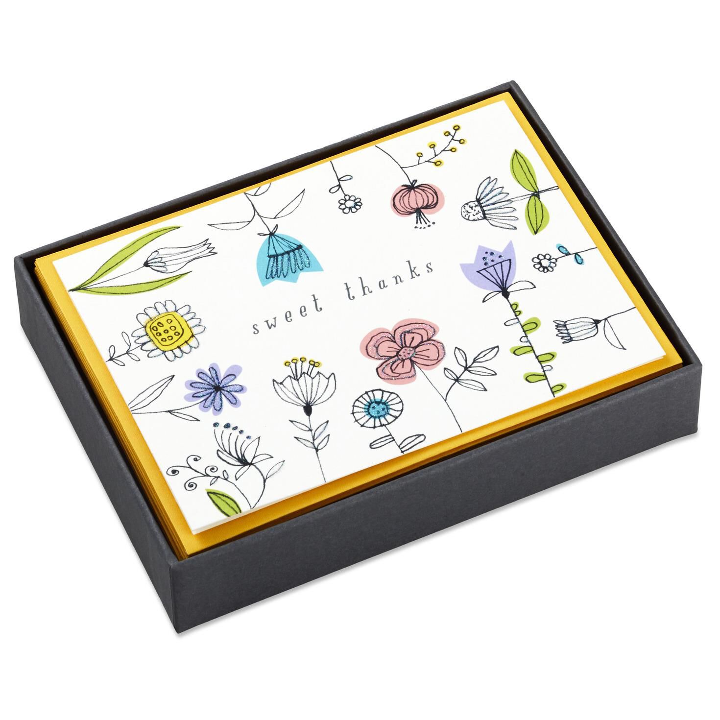 Sweet Thanks Illustrated Flowers Blank Thank You Notes, Box of 10