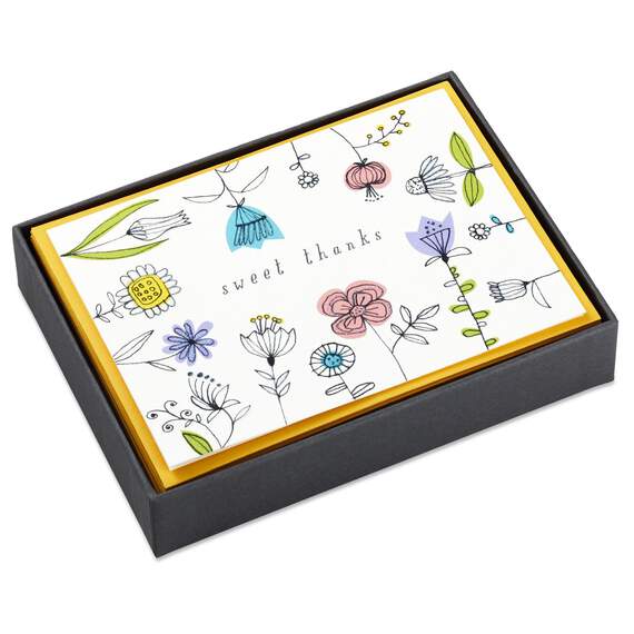 Sweet Thanks Illustrated Flowers Blank Thank You Notes, Box of 10