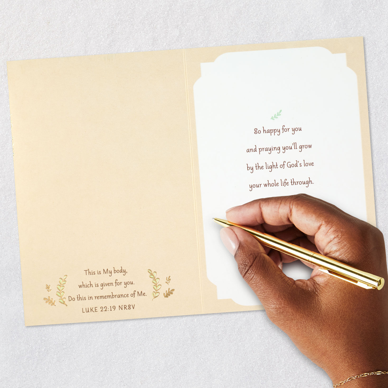 Cross in Arched Window First Holy Communion Card Signing card image number 7