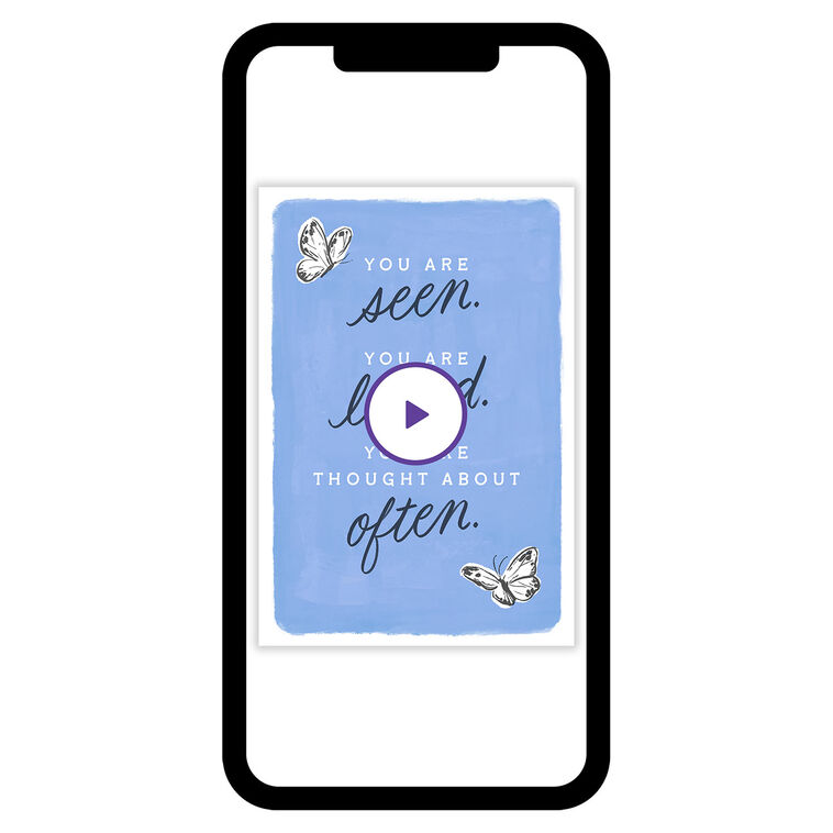 Butterfly Drawings on Blue Personalized Support Card phone with card front image number 1