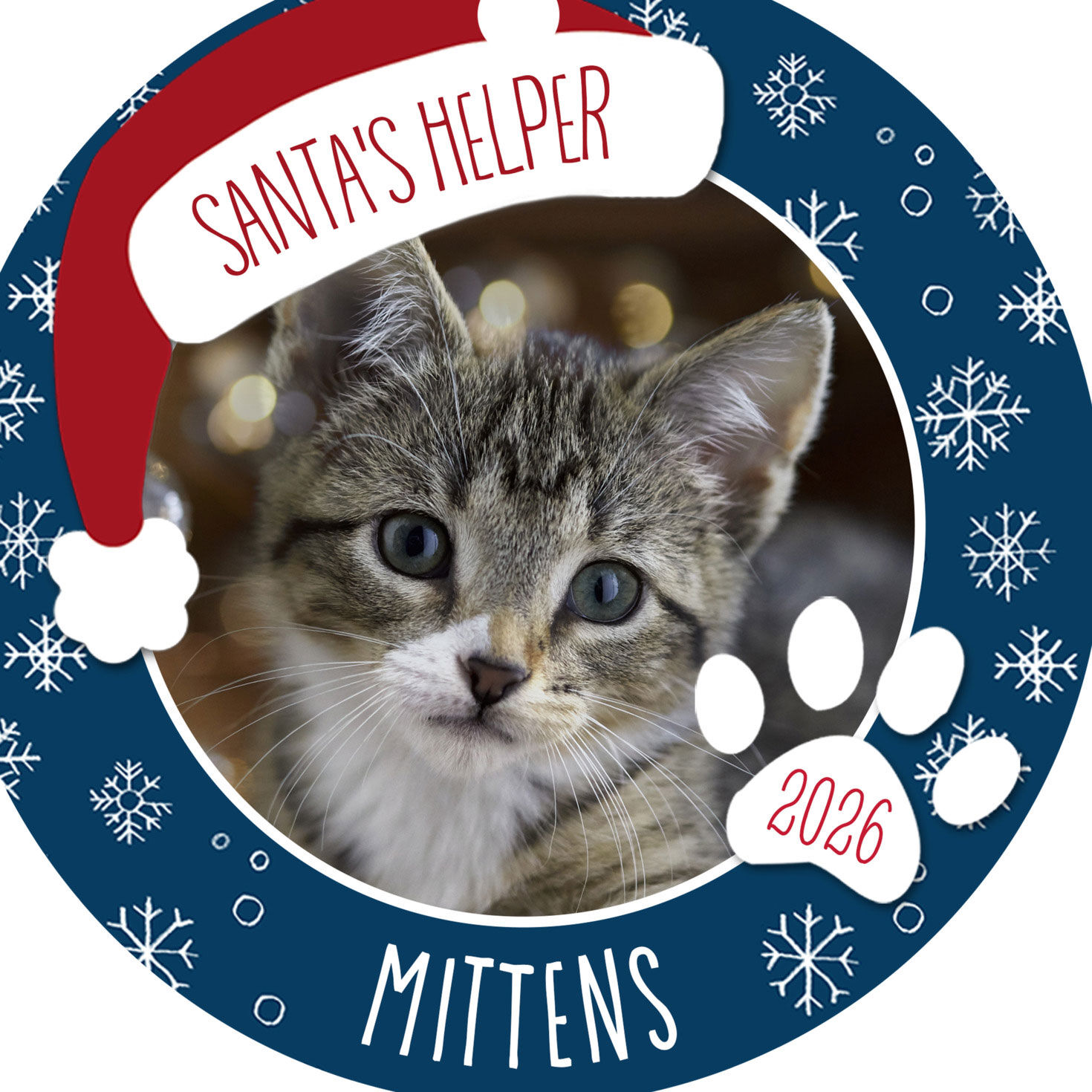 Round Holiday Pet Personalized Ornament closeup view image number 5