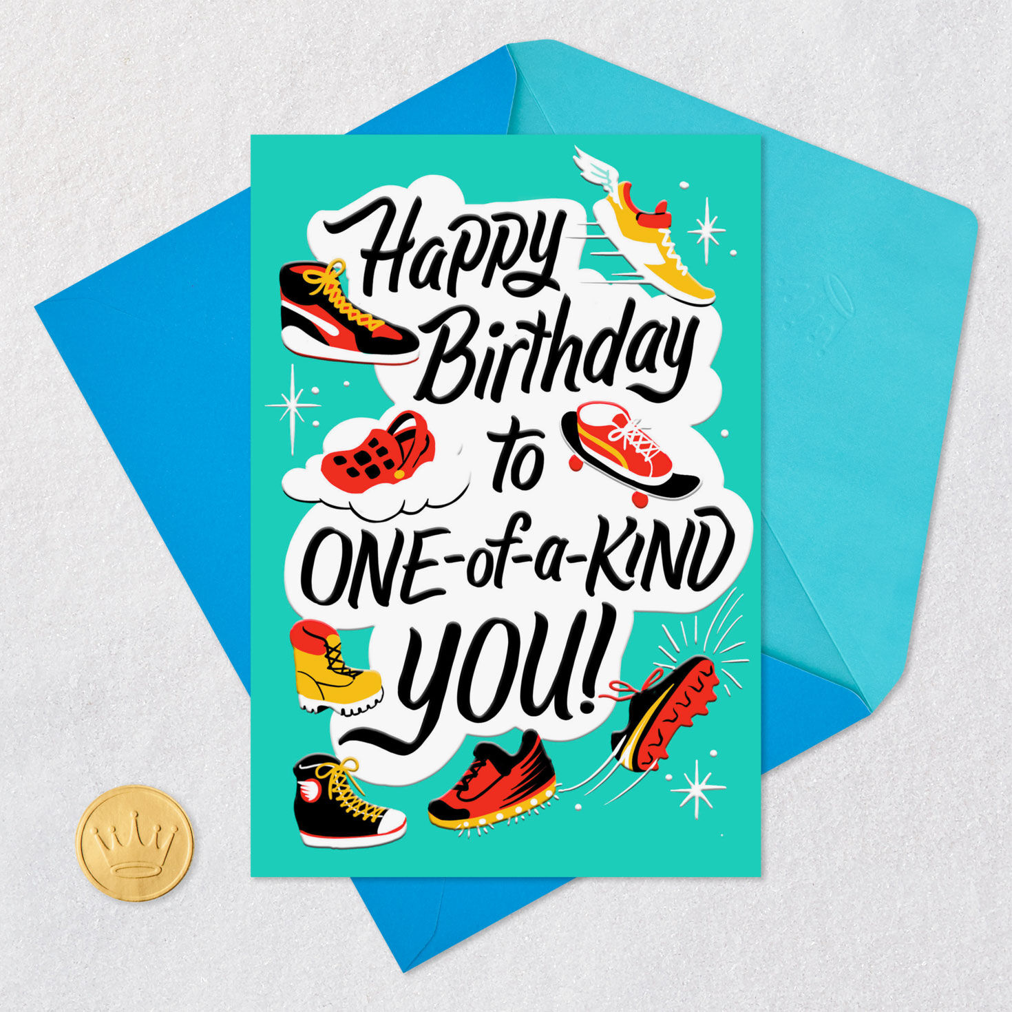 Shoe Graphics Kids Birthday Card Card Front with Envelope and Gold Seal image number 5