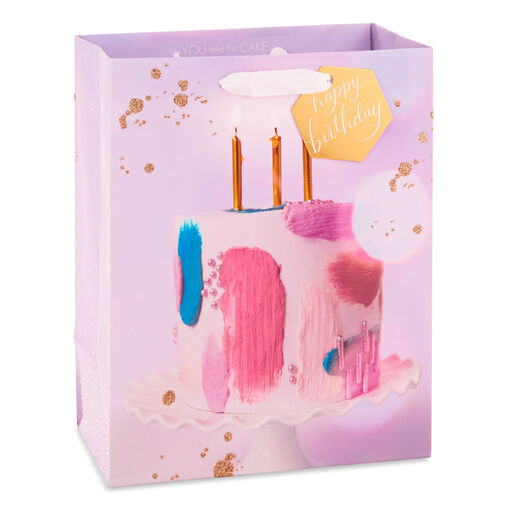 9.6" Modern Birthday Cake Medium Gift Bag, 