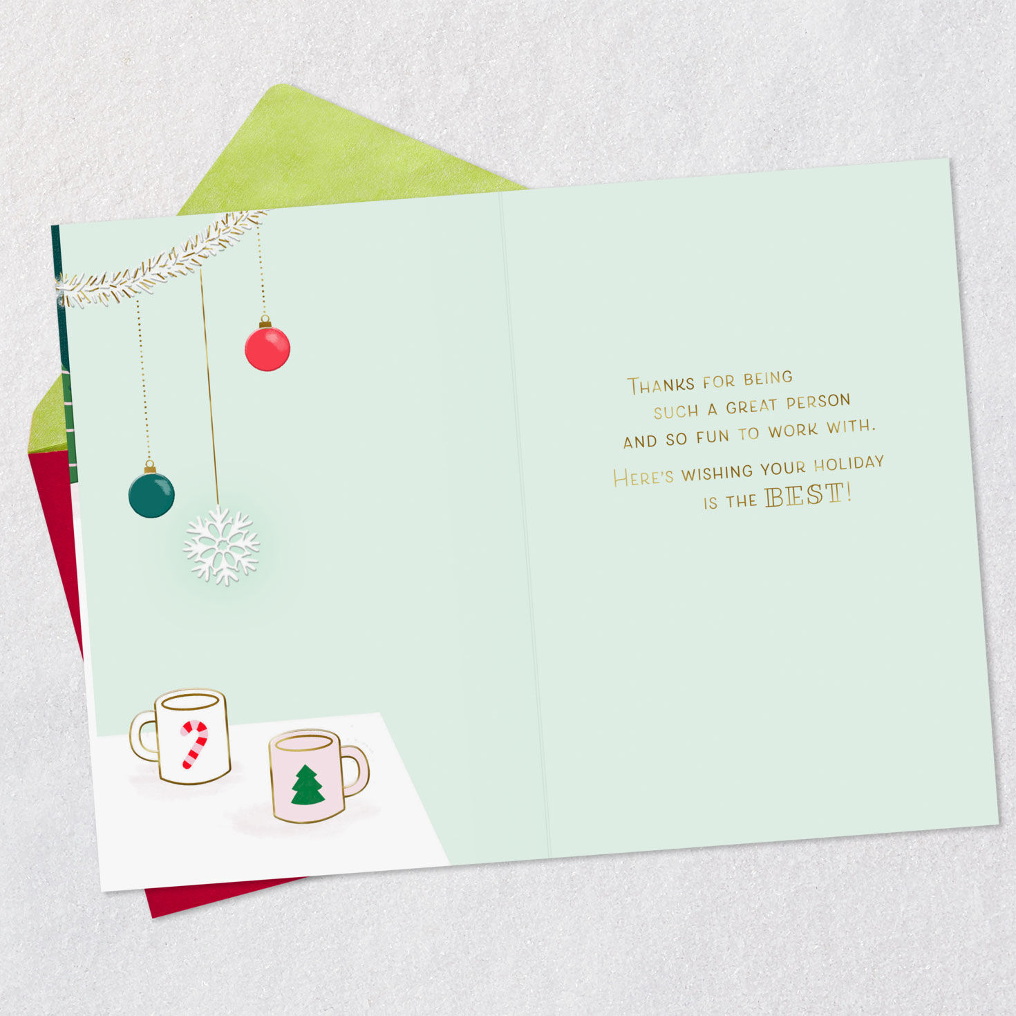 Laptop and Mug Christmas Card for Coworker Open card with envelope image number 3