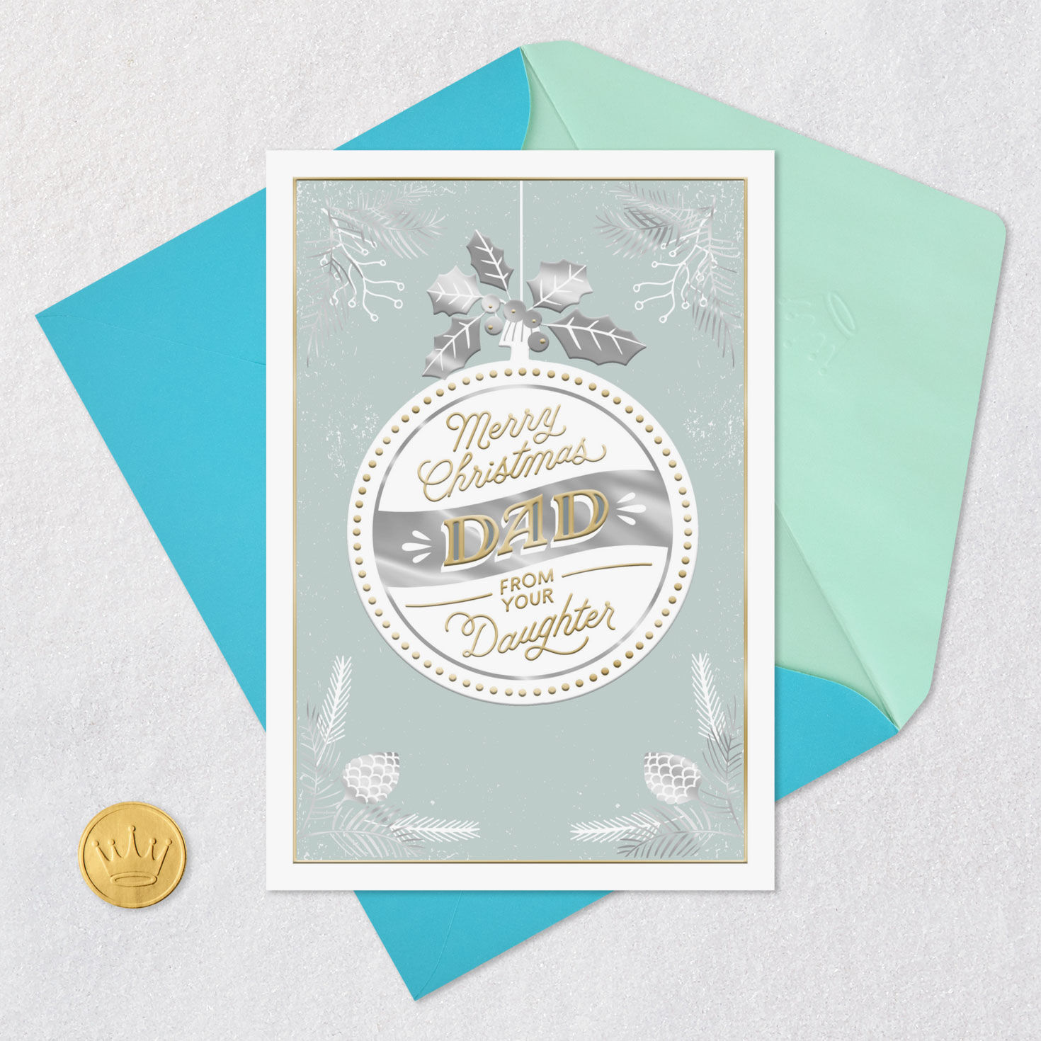 You Mean the World to Me Christmas Card for Dad From Daughter, , large image number 6