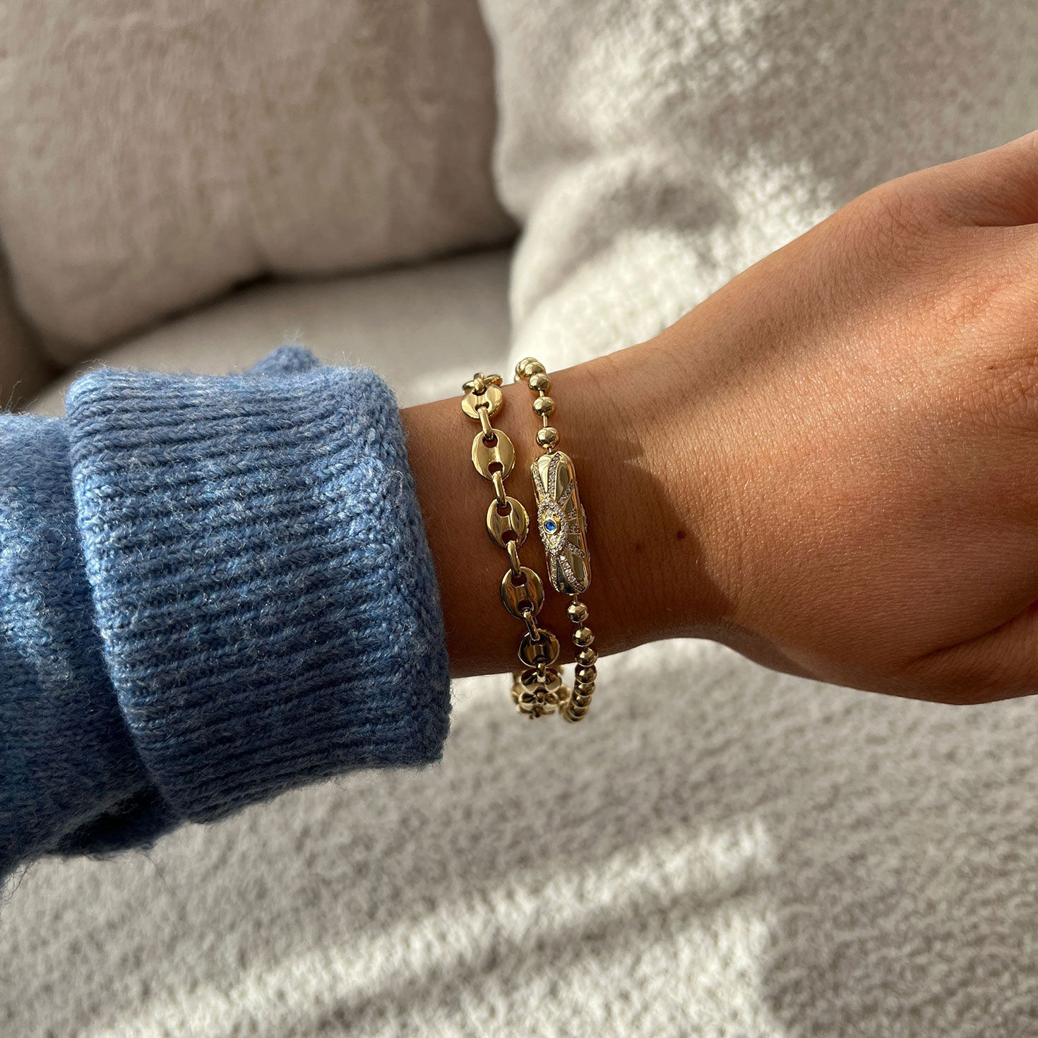 Alex And Ani Evil Eye Barrel Closure Bracelet in use image number 4