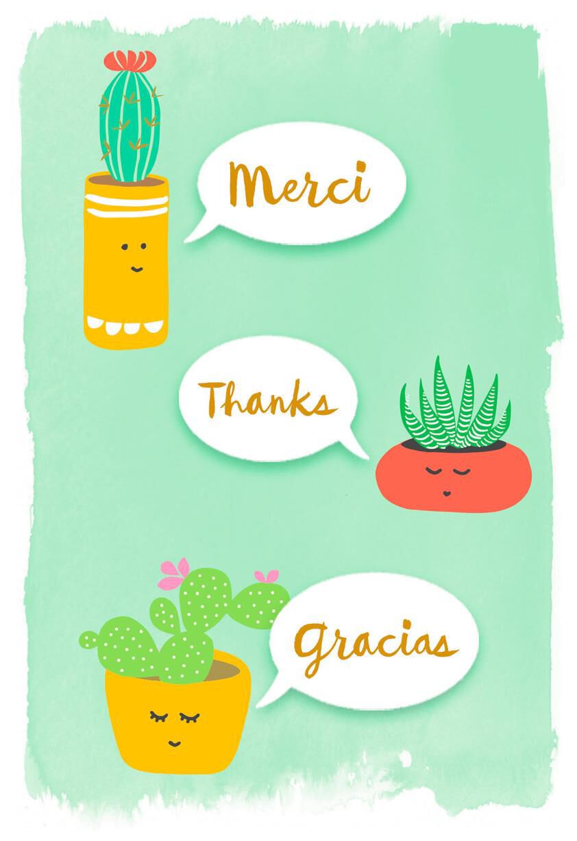 Merci Thanks Gracias Thank You Card