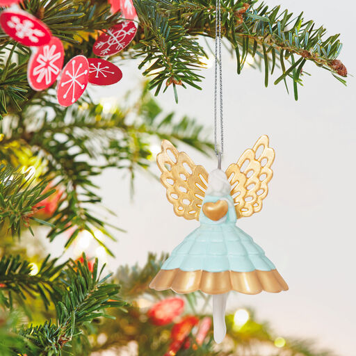 Mini Little Angel With Heart Porcelain and Metal Ornament, 1.5", 