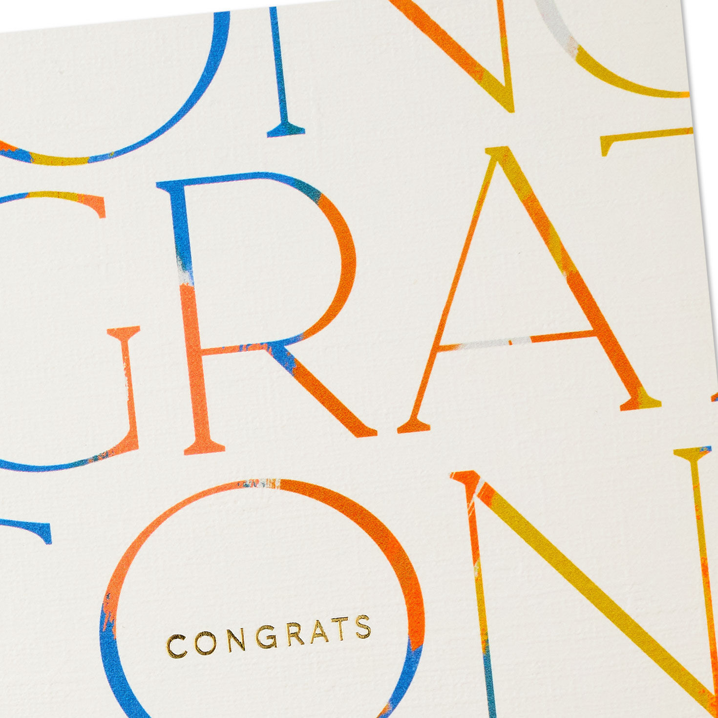 Blue and Gold Repeated Lettering Congrats Card Card Front Detail image number 4