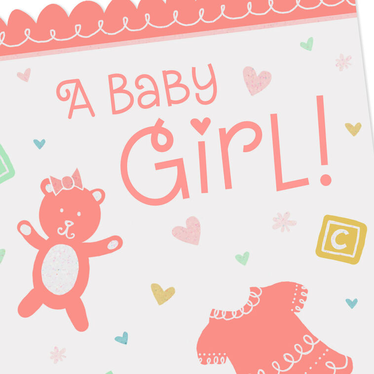 Newborn Items and Hearts 99-cent New Baby Girl Card Card front detail image number 6