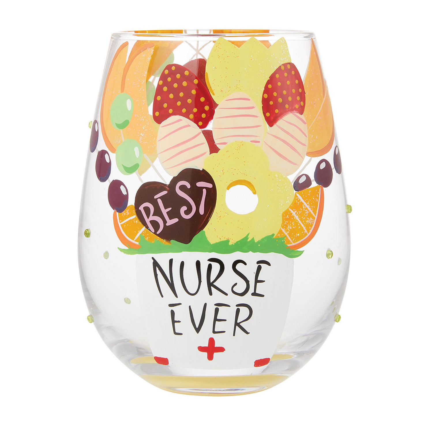 Lolita Best Nurse Handpainted Stemless Wine Glass, 20 oz.
