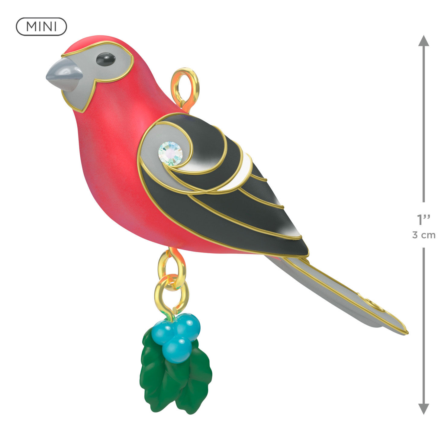 Pink and Black Bird Keepsake Ornament measurement image number 3