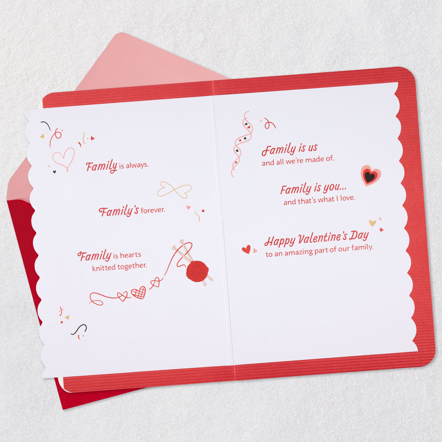 Scrapbook and Games Family Valentine's Day Card Open card with envelope image number 4