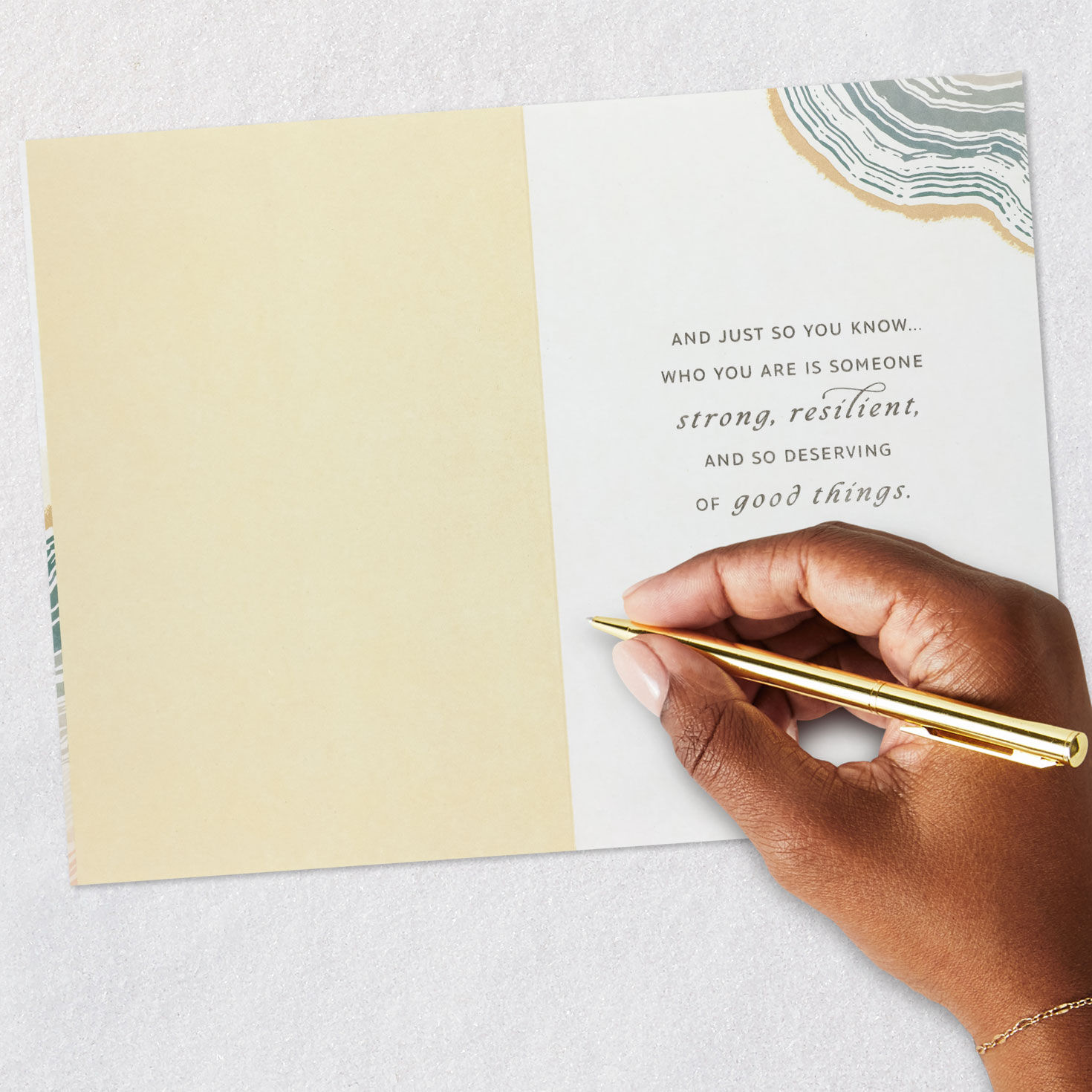 Gray and Peach Agate Support Card Signing card image number 6