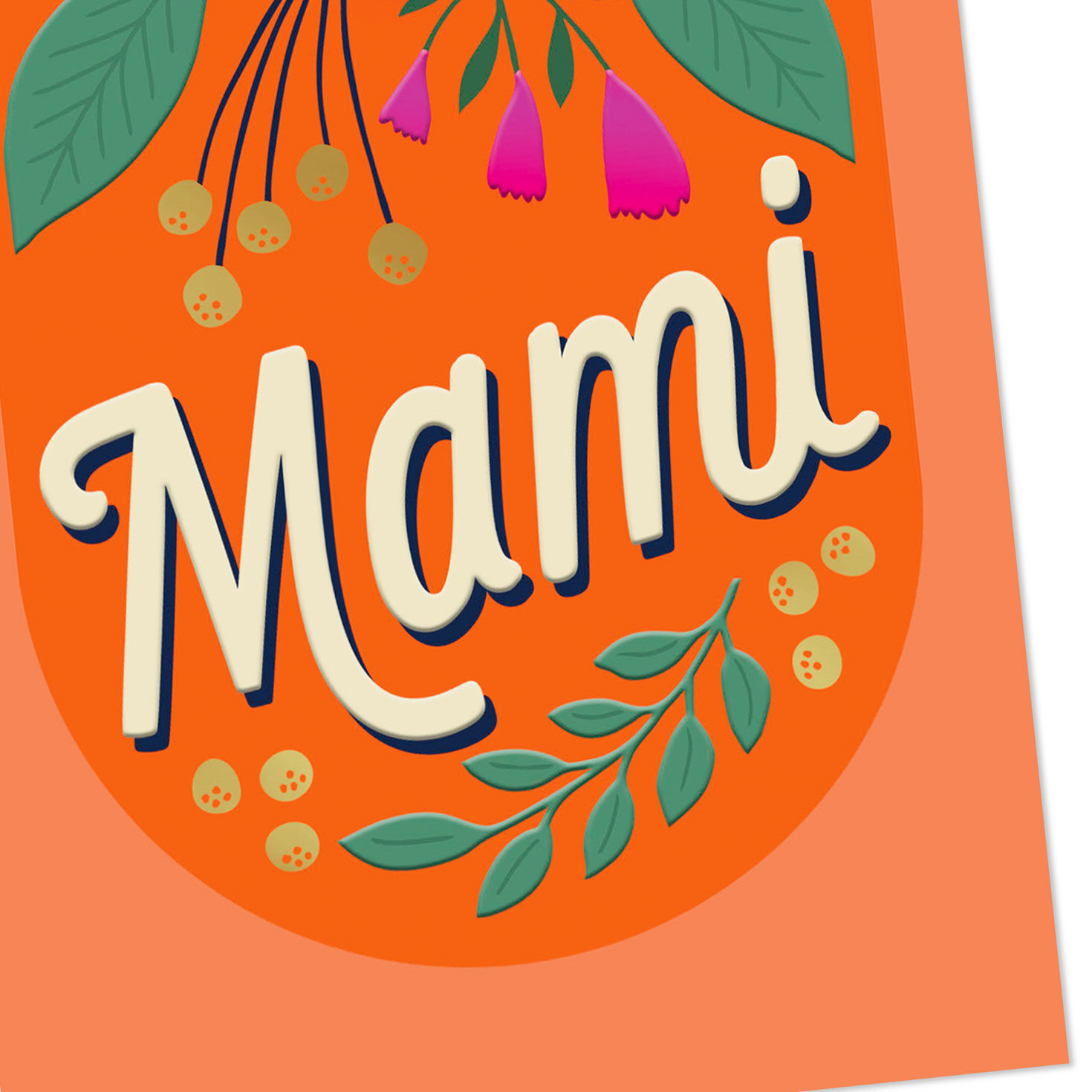 Pink Flower on Orange Mami Mother's Day Card in Spanish card front detail image number 5