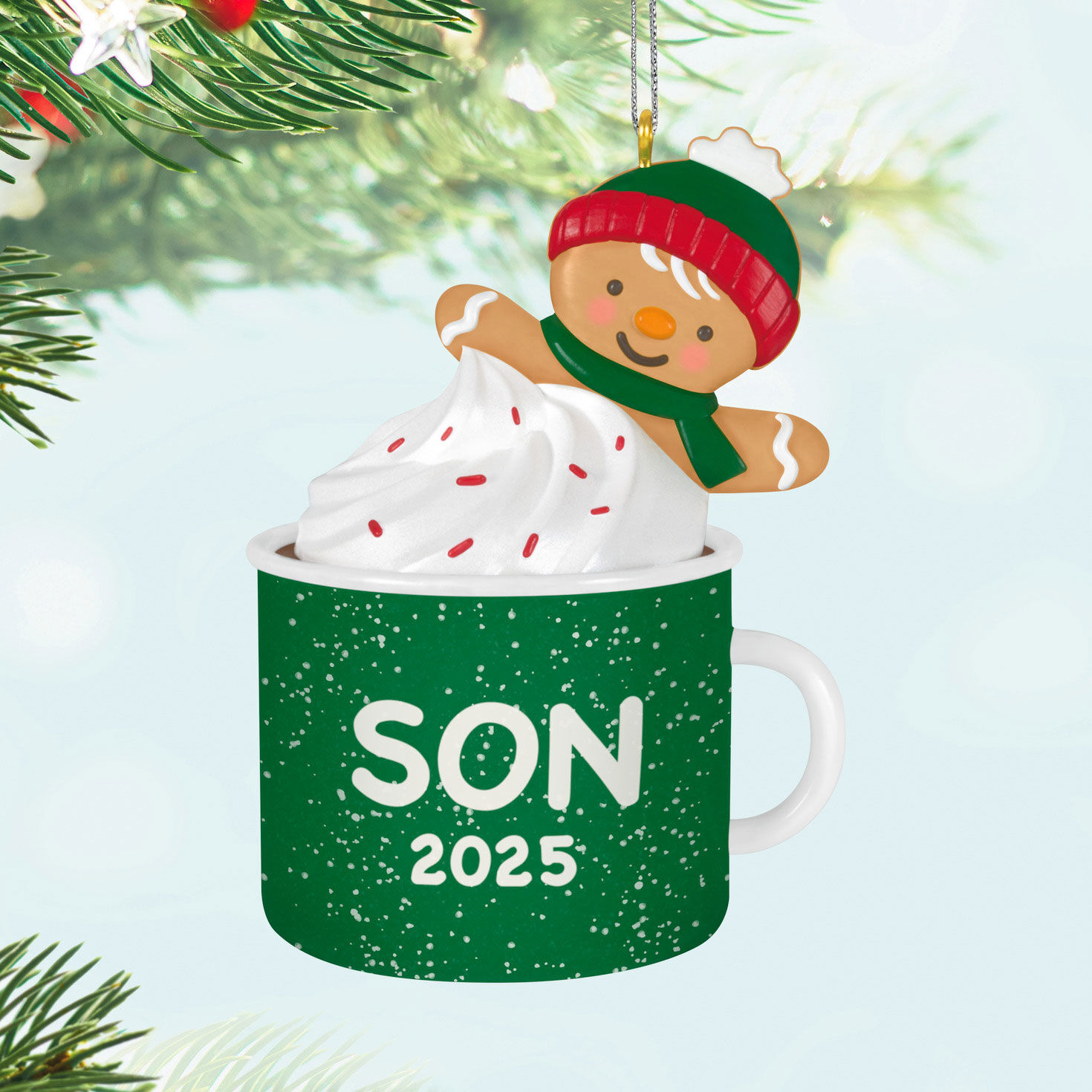 Gingerbread Boy in Son Mug 2025 Keepsake Ornament Hanging on tree image number 2