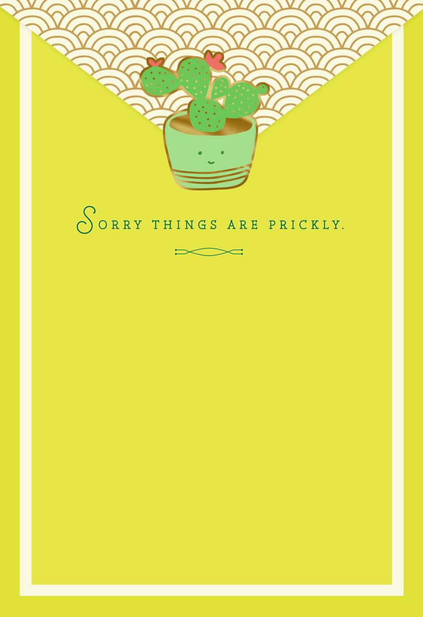 Sorry Things Are Prickly Encouragement Card