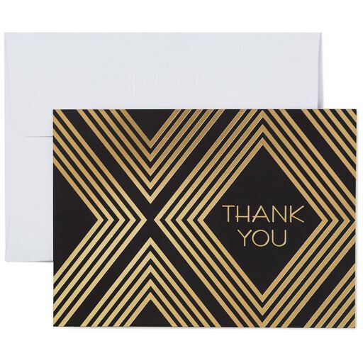 Classic Black and Gold Thank You Notes, Box of 10, 