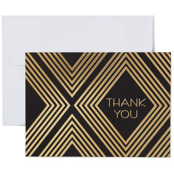 Classic Black and Gold Thank You Notes, Box of 10