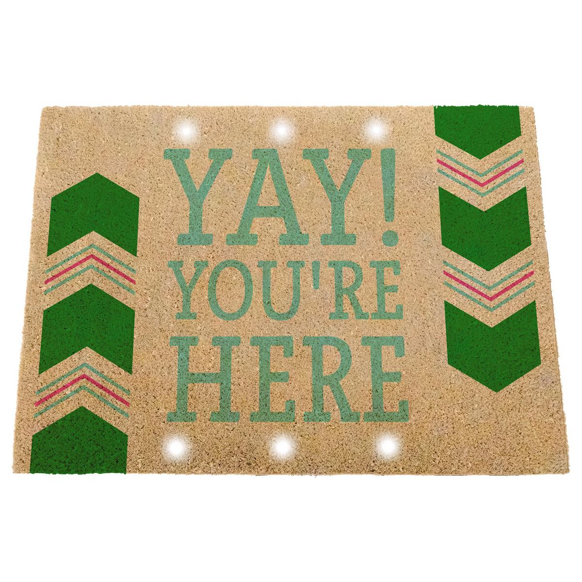 Yay! You're Here! Lighted Coir Door Mat Garden & Outdoor Hallmark