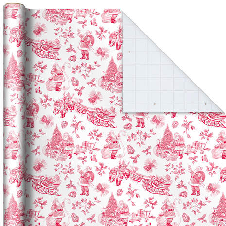 Embossed Santa Toile Christmas Wrapping Paper, 20 sq. ft., , large