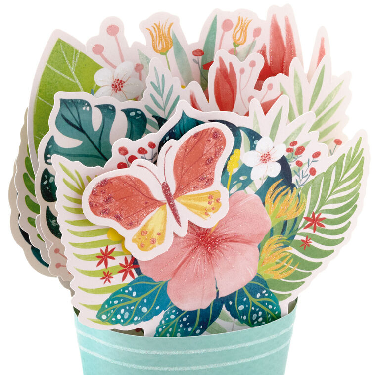 Tropical Flower Bouquet 3D Pop-Up Birthday Card, , large image number 4