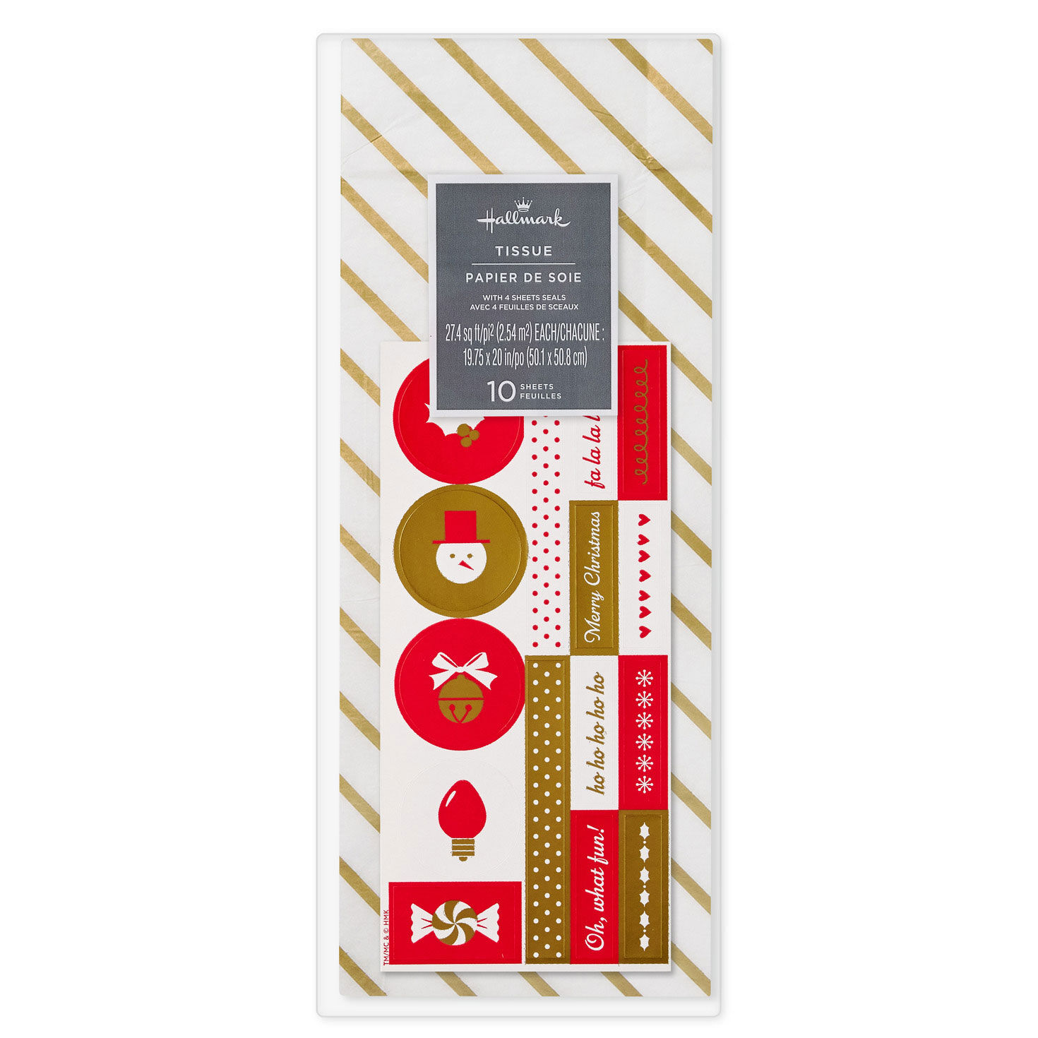 Gold Stripes Holiday Tissue Paper and Stickers package image number 6