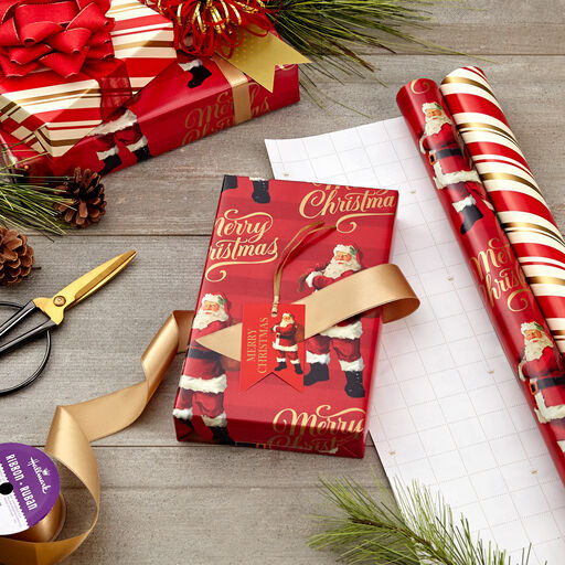 Santa and Stripes 2-Pack Christmas Wrapping Paper Assortment, 160 sq. ft., 