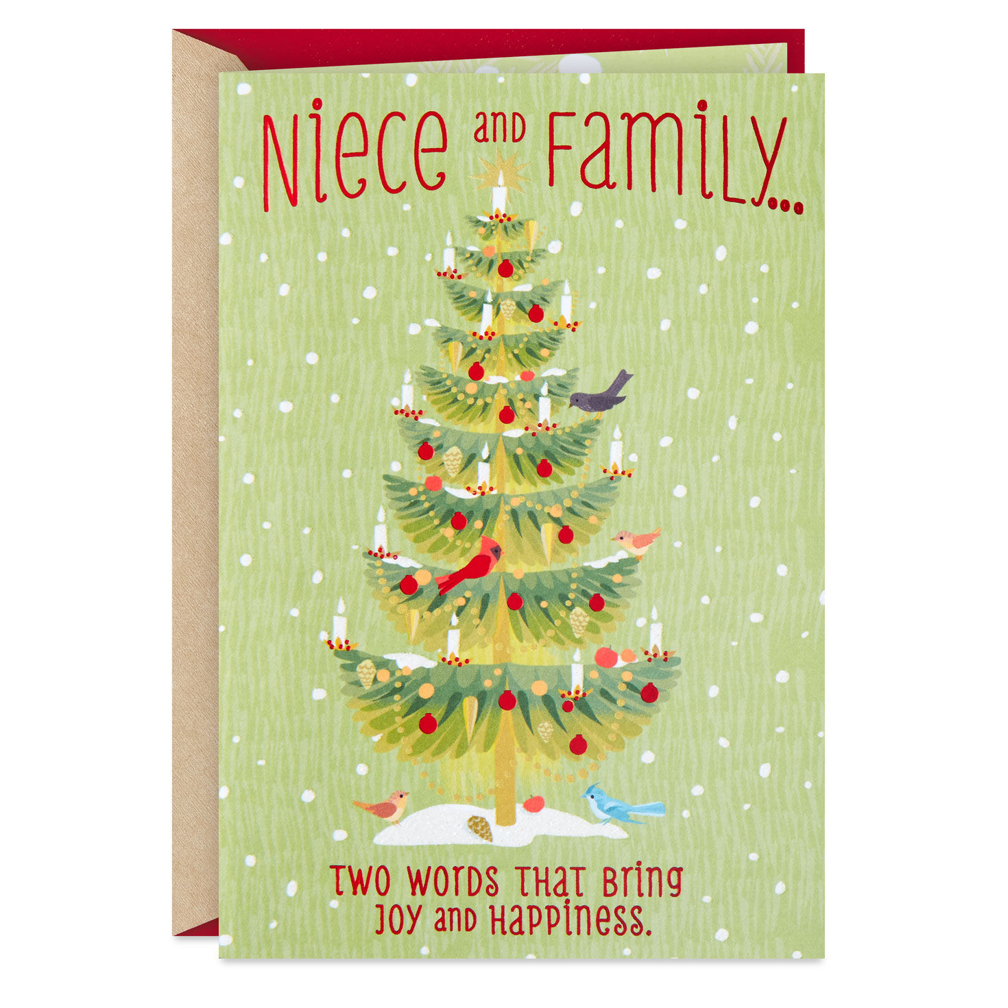Joy and Happiness Christmas Card for Niece and Family