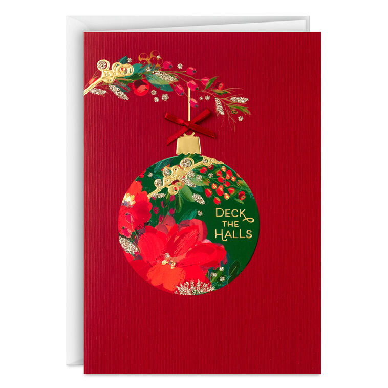 Flower Ornament Red and Green Boxed Christmas Cards Open card with envelope image number 2